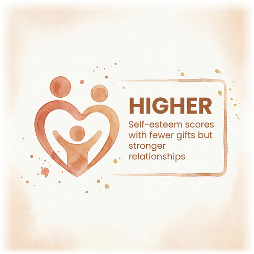 Statistic showing children with fewer gifts but stronger relationships have higher self-esteem scores