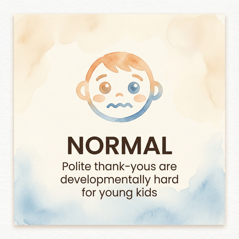 Stat box showing polite thank-yous are developmentally hard for young children