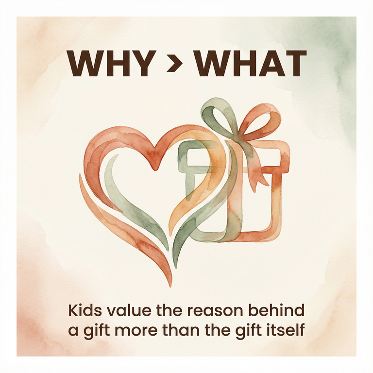 Illustration showing kids value the reason behind a gift more than the gift itself