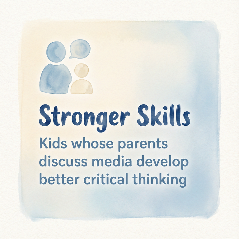 Stat showing kids whose parents discuss media develop better critical thinking