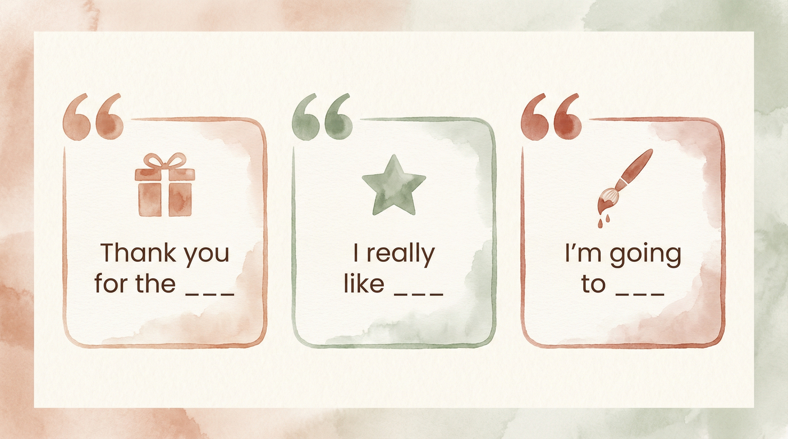 Three fill-in-the-blank thank you sentence starters for kids