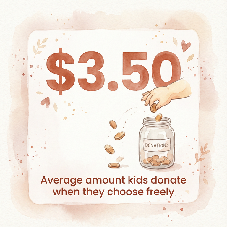 Stat showing $3.50 average donation when kids choose freely