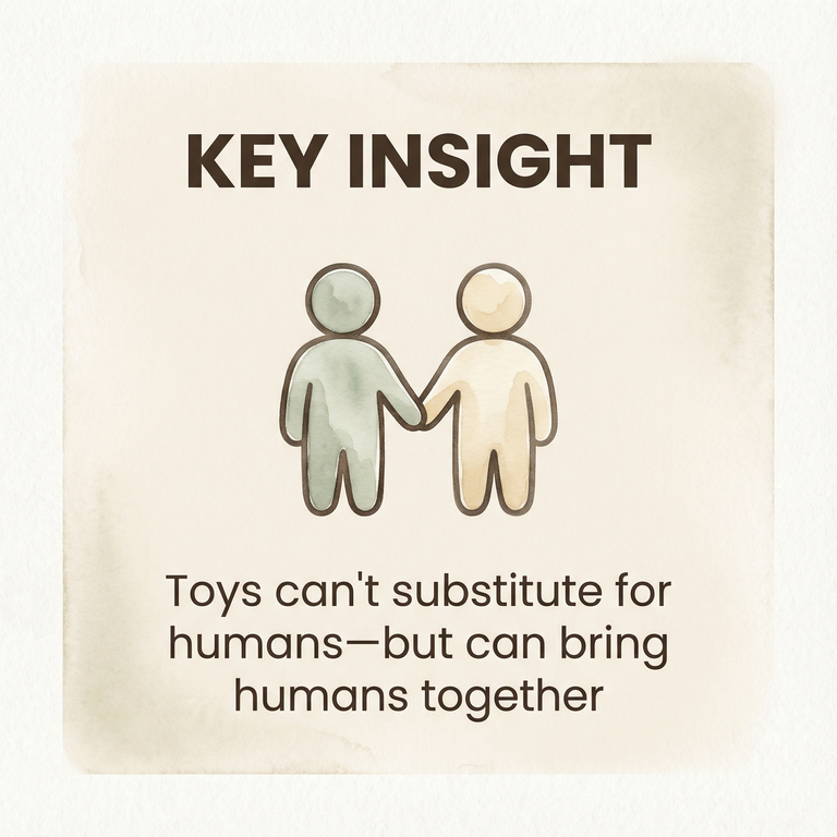 Key insight graphic stating toys cannot substitute for humans but can bring humans together