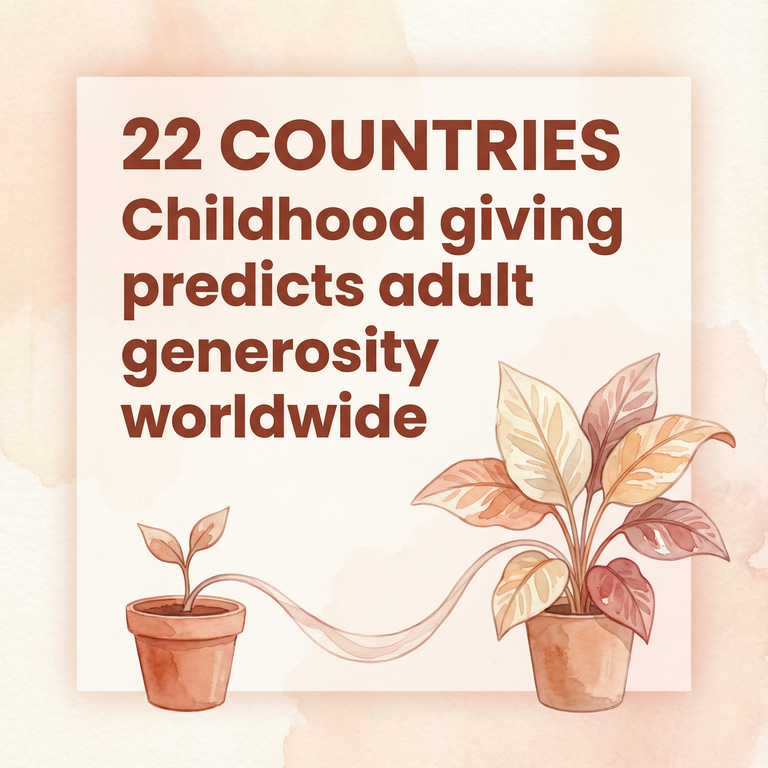 Stat showing 22 countries where childhood giving predicts adult generosity