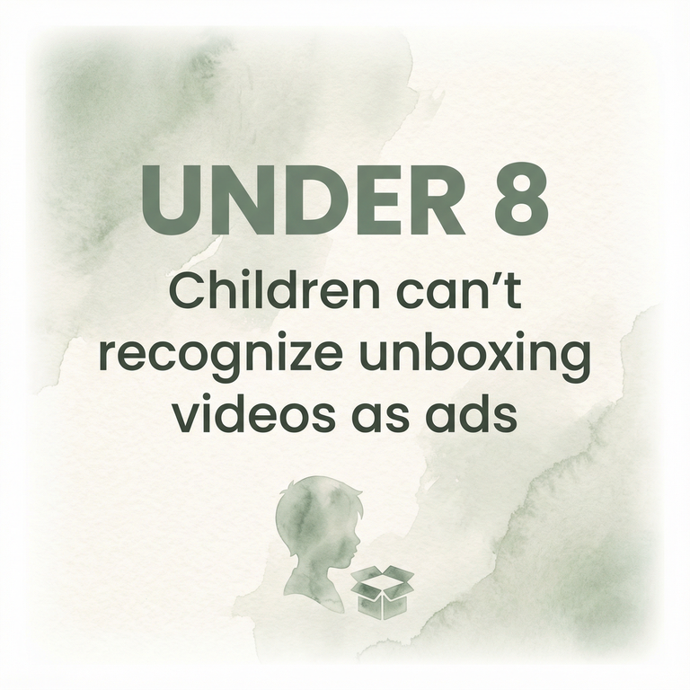 Children under 8 cannot recognize unboxing videos as advertisements statistic