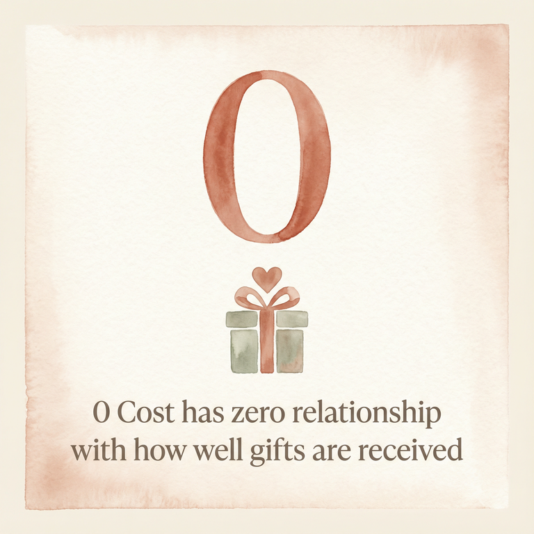 Stat showing zero correlation between gift cost and recipient appreciation
